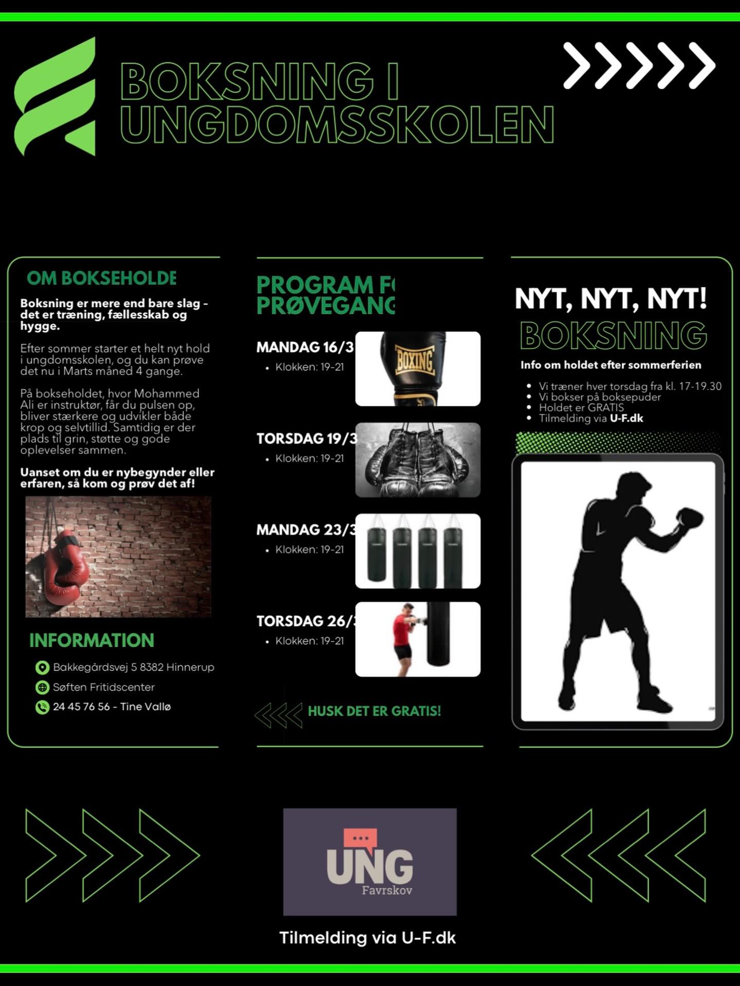 Går du i min. 7. klasse og er du under 18 år? 👊
Så kom forbi og prøv boksning af – måske er det lige noget for dig! ❓🥊
Vi glæder os til at se dig i Søften Klubben 👀
Tag gerne en ven med 💥