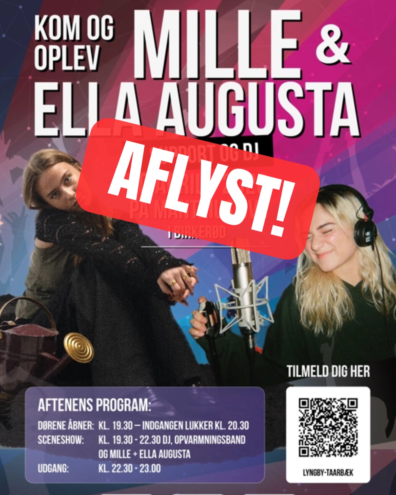 Koncertaften med Mille og Ella Augusta d. 10. april er desværre aflyst…. 😔
#LTU💙