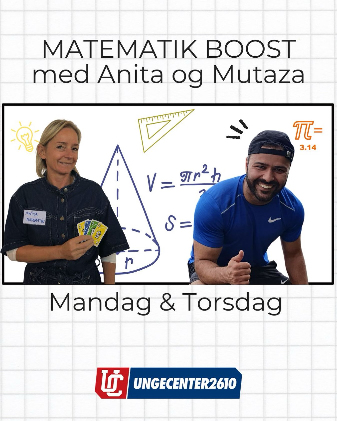 📚 Matematik Boost
Kom og få hjælp til det matematik, der kan være svært – eller få hjælp til at knække koden på den ligning, der driller.
💡 Uanset om du har brug for hjælp til en bestemt opgave eller bare gerne vil blive bedre til matematik, er du velkommen!
📅 Matematik Boost er hver mandag og torsdag.
Kom forbi – sammen finder vi løsningen! 💪➗