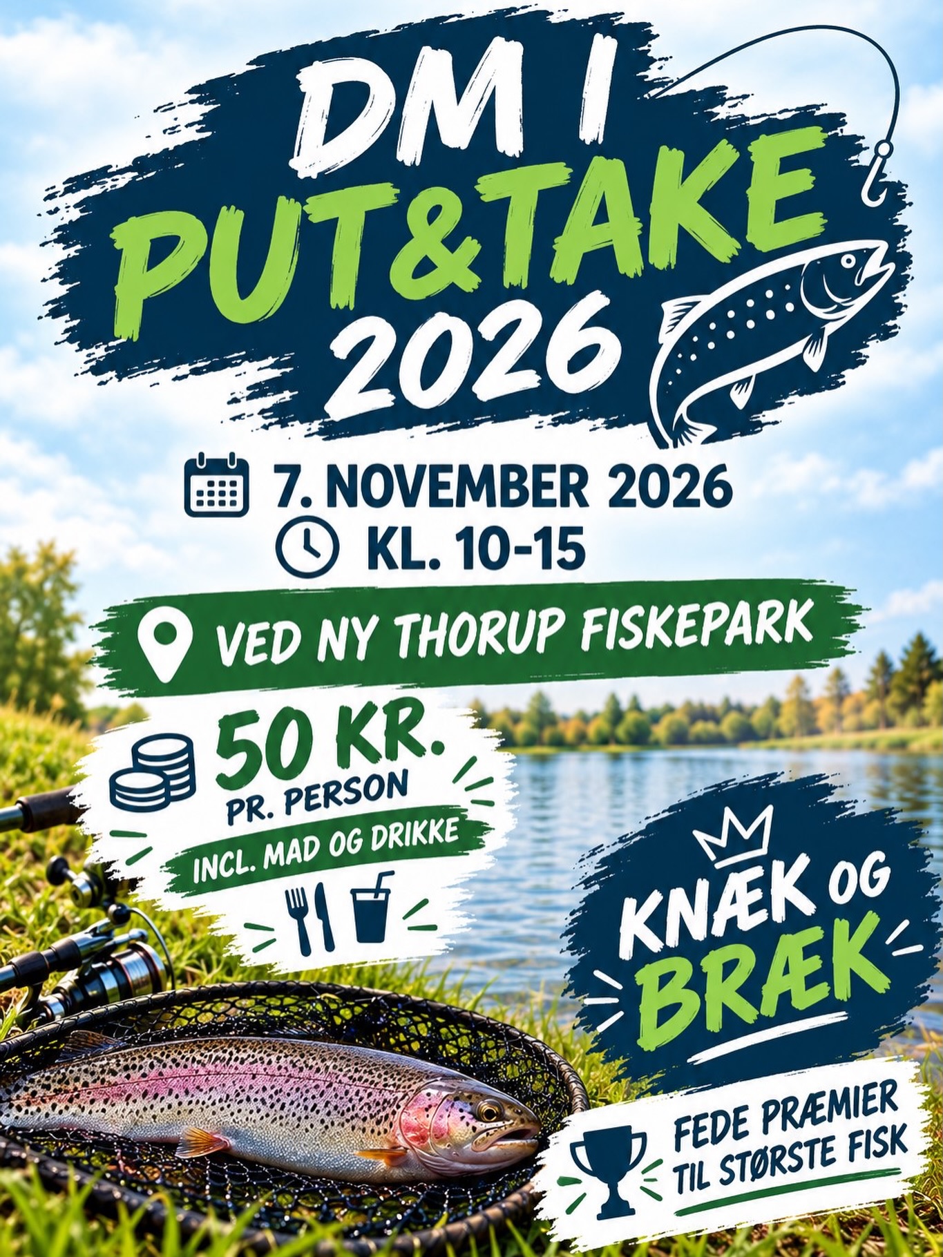 Er du klar til 𝗗𝗠 𝗶 𝗣𝘂𝘁&𝗧𝗮𝗸𝗲 𝟮𝟬𝟮𝟲? 🎣
Lørdag den 7. november tager vi til Ny Thorup Fiskepark sammen med Ungdomsringen til en dag fyldt med fiskeri, hygge, fællesskab – og selvfølgelig fede præmier! 🐟🏆
📍 Mødested: Ungdomshuset i Hobro, Christiansgade 10
🕗 Afgang: kl. 08.00
🎣 Fiskeri: kl. 10.00–15.00
🏠 Hjemme: ca. kl. 17.30
💥 Turen er helt gratis!
Du behøver ingen erfaring eller eget udstyr – vi sørger for fiskestang, grej, mad og drikke! Du skal bare huske varmt tøj, hue og handsker 🧤
Læs mere og tilmeld dig på:
🌐 www.mariagerfjordungdomsskole.dk
𝗟𝗜𝗡𝗞 𝗜 𝗕𝗜𝗢
@mariagerfjordungdomsskole
Knæk og bræk – vi ses ved søen! 🎣
#Mariagerfjordungdomsskole #dm #putandtake #ungimariagerfjord