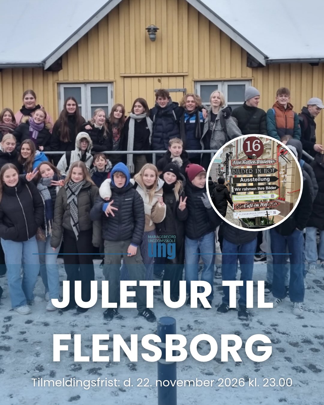 ✨ Juletur til Flensborg – 28. november ✨
Kom med på en hyggelig juletur til Flensborg, hvor vi sammen skal opleve julemarked, shopping og masser af hygge 🎄🛍️
𝗡𝗜𝗖𝗘 𝗧𝗢 𝗞𝗡𝗢𝗪: ⤵️
🕗 Tid: 08.00 – ca. 23.00
💰 Pris: 50,-
🥪 Frokost, aftensmad og indkøb er for egen regning
📄 HUSK: Pas, sygesikringskort og penge (gerne lidt euro i kontanter til toiletter og småkøb)
🚫 Der må selvfølgelig ikke købes alkohol, energidrik eller nikotinprodukter
Læs mere og tilmeld dig her:
🌐 www.mariagerfjordungdomsskole.dk
𝗟𝗜𝗡𝗞 𝗜 𝗕𝗜𝗢
@mariagerfjordungdomsskole 👈
#Mariagerfjordungdomsskole #Juletur #flensborg #ungimariagerfjord #ture